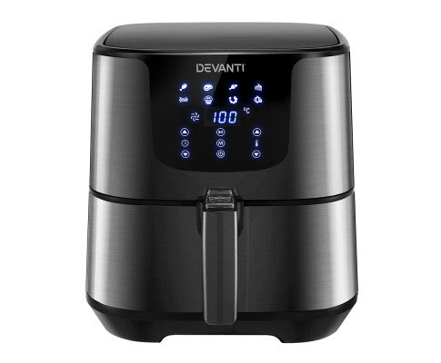 Devanti Air Fryer 7L LCD Fryers Oven Airfryer Kitchen Healthy Cooker Stainless Steel