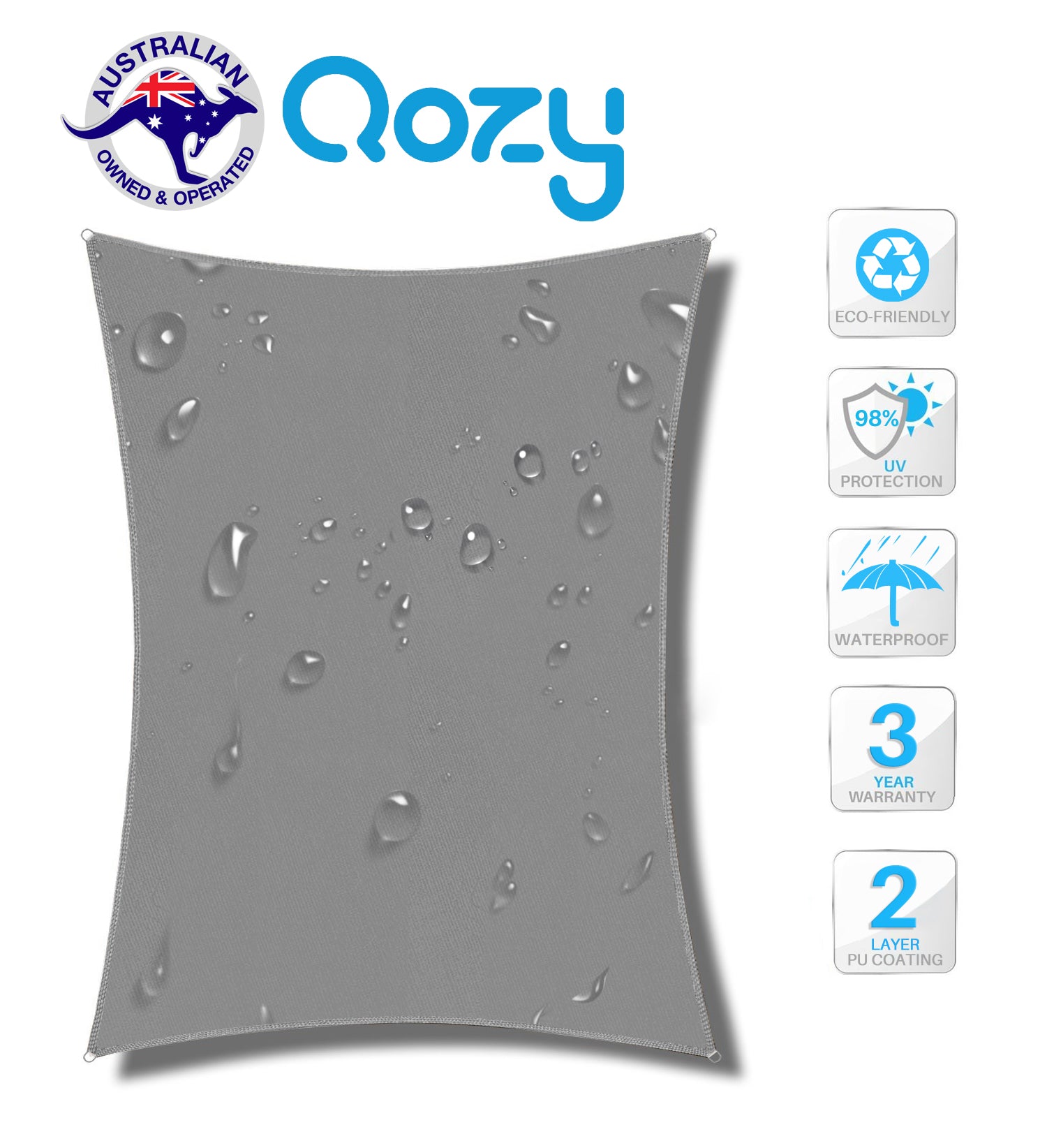 Qozy Waterproof canopy shade sail patio pool garden anti UV rectangle Square